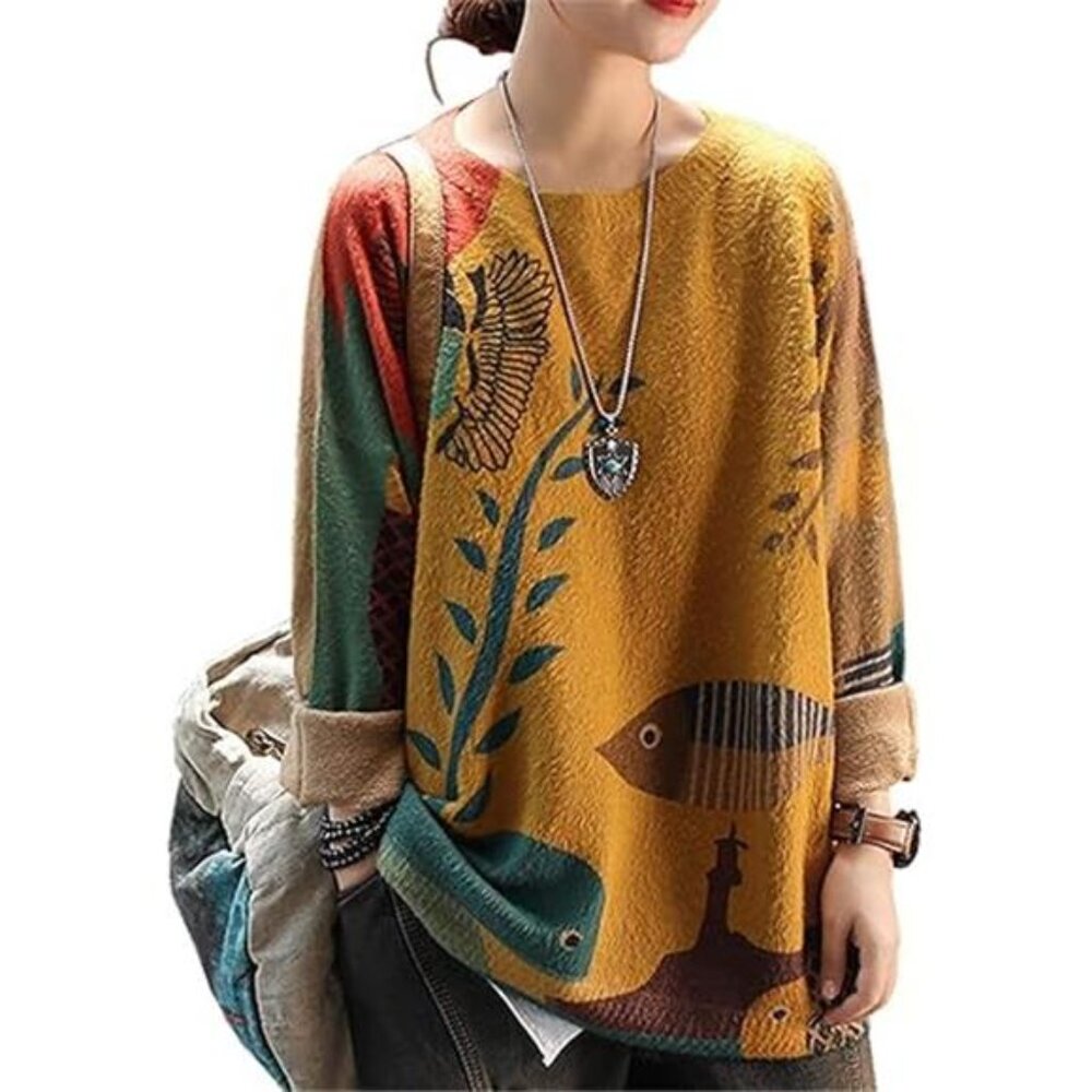 Women Christmas Sweater Graphic Printed Oversized Pullover Sweaters - Picture 5 of 5